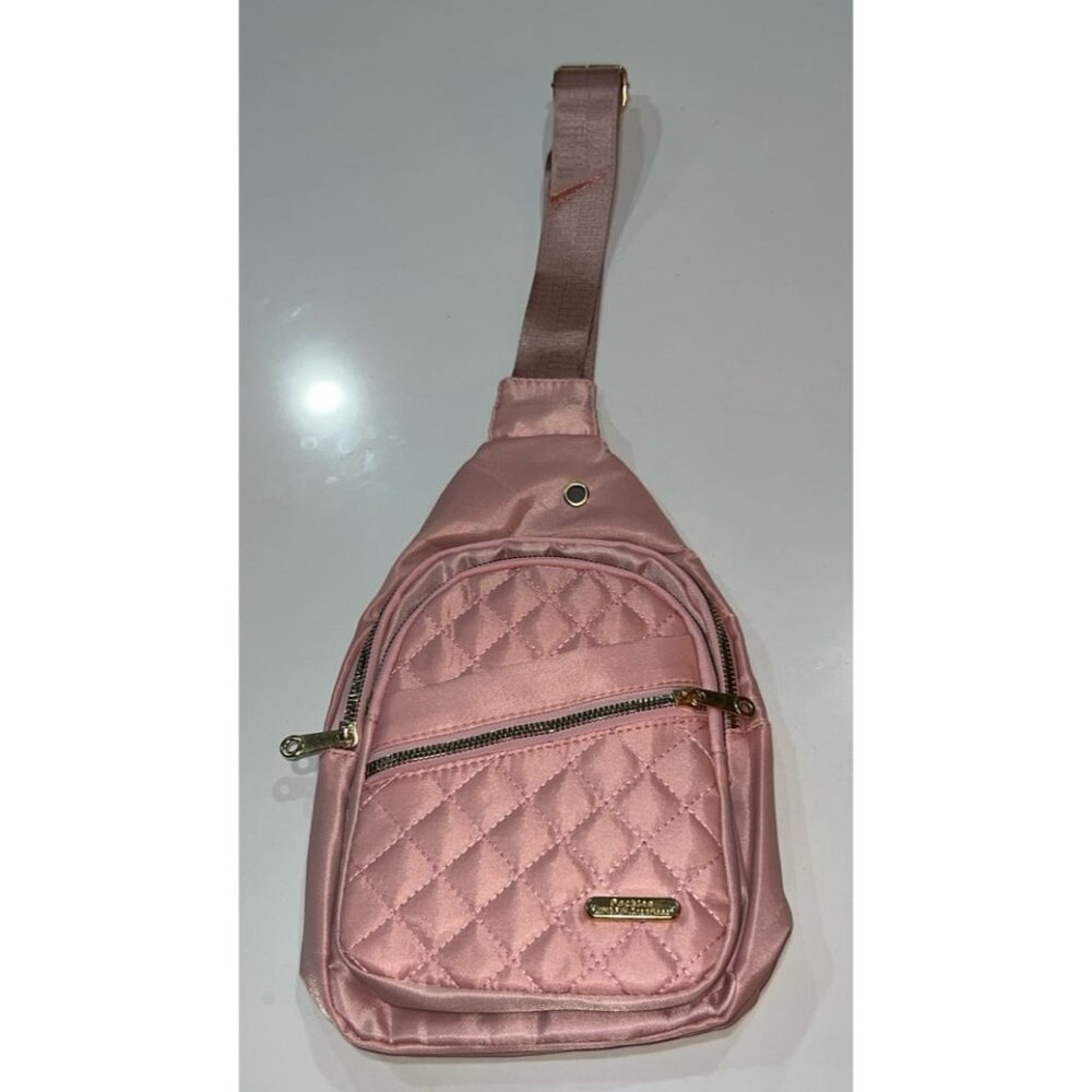 Jingpin Creations fashion pink quilted sling bag